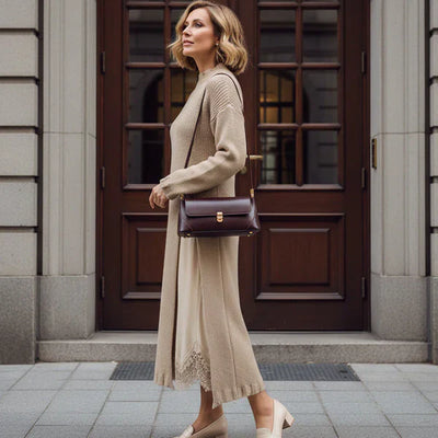 Miraluna | Vestido Midi Elegante con Detalle de Encaje