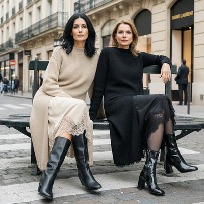 Miraluna | Vestido Midi Elegante con Detalle de Encaje