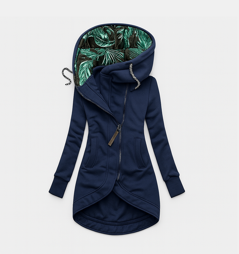 Coralina | Chaqueta Asimétrica con Capucha Amplia