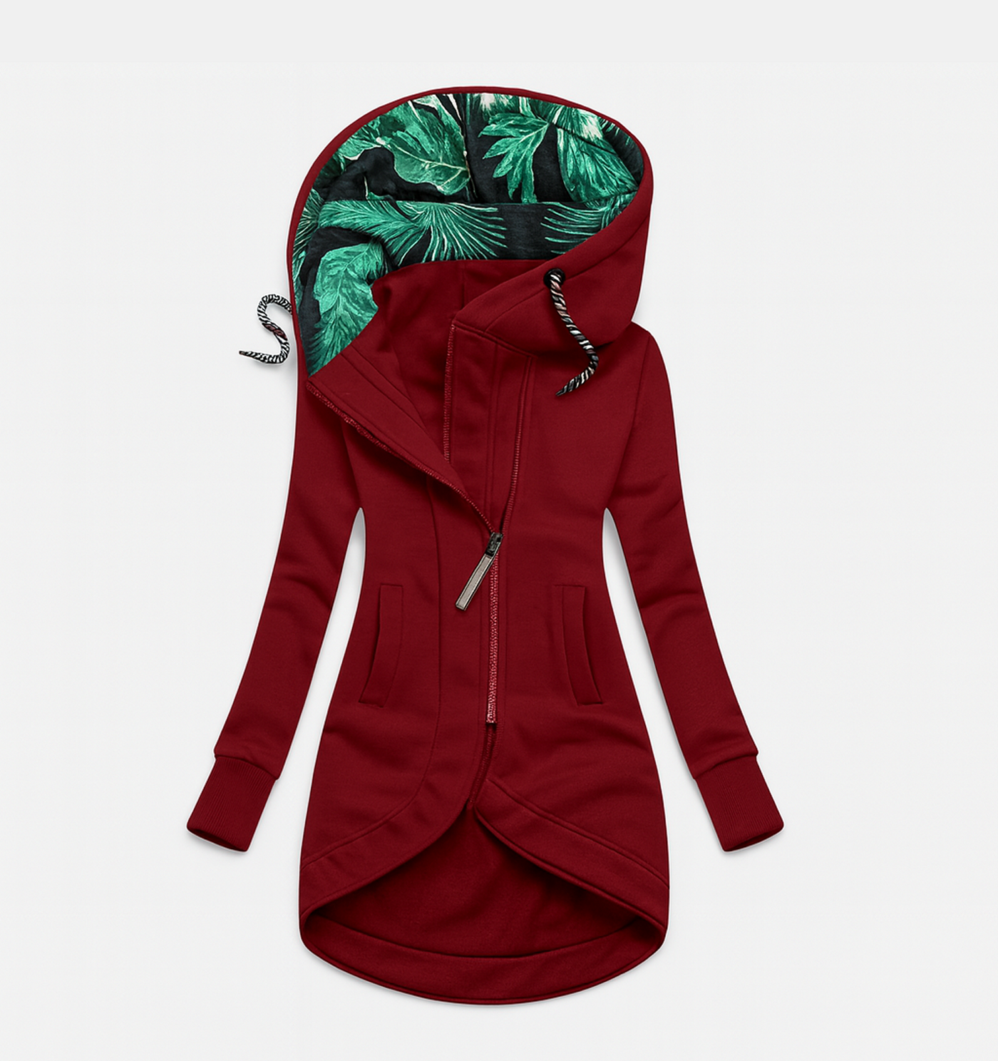 Coralina | Chaqueta Asimétrica con Capucha Amplia